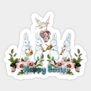 Funny easter bunny playing music Sticker